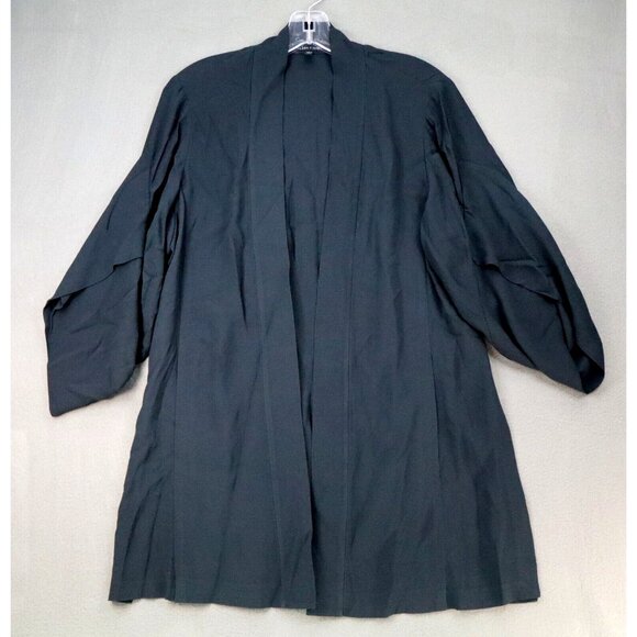 Elieen‎ Fisher Women's Open Front Cardigan 100% Silk Charcoal Gray Size S/P - Picture 1 of 9
